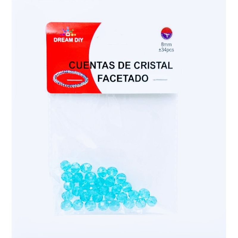 A - cuentas de cristal facetado color azul cielo de 8mm