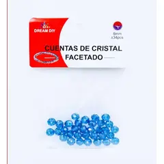 A - Cuentas de cristal facetado color azul de 8mm