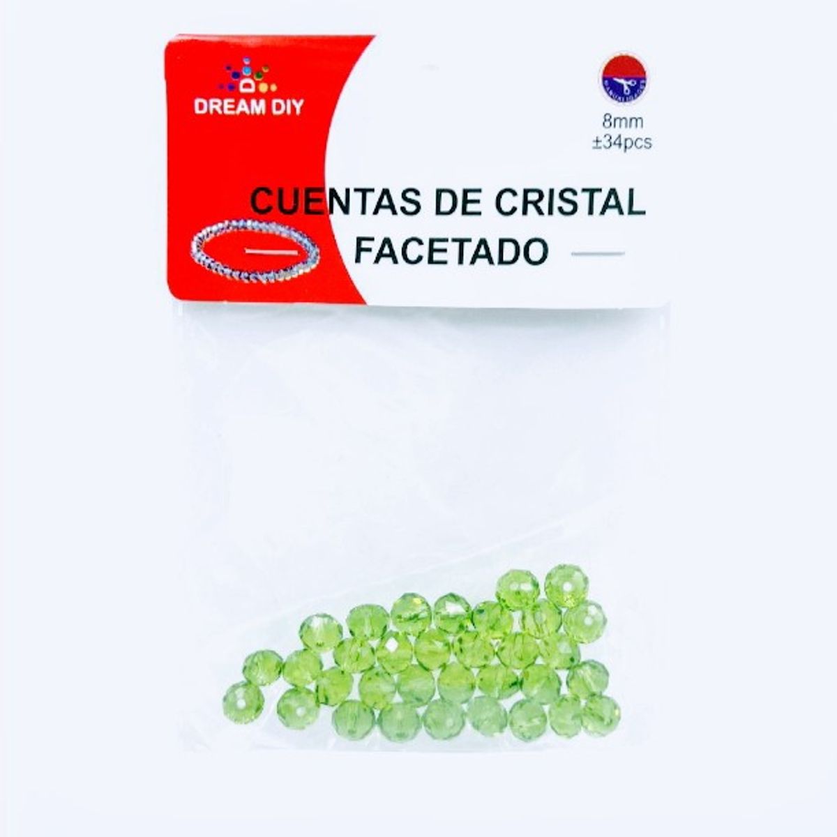 A - cuentas de cristal facetado color verde de 8mm