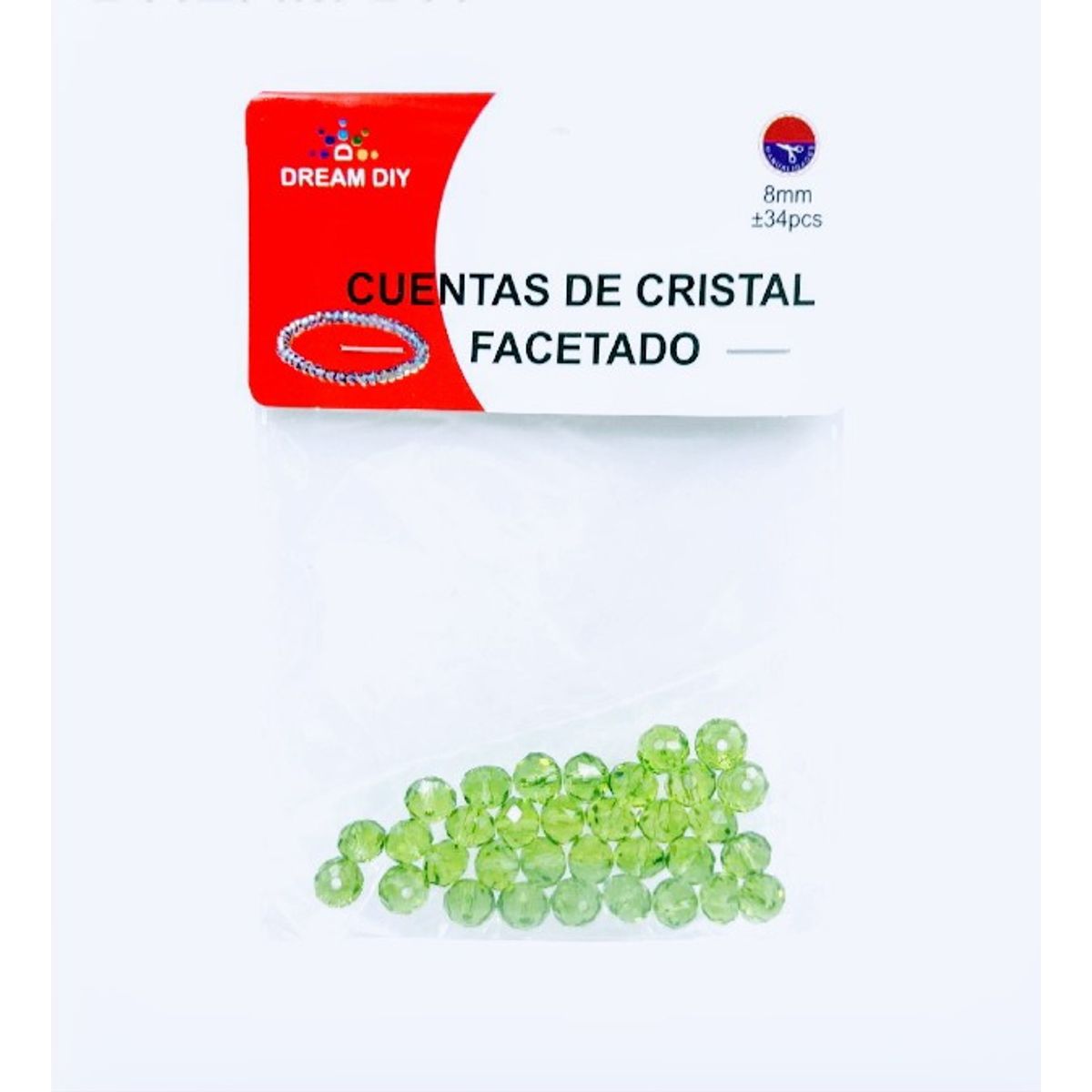 A - cuentas de cristal facetado color verde de 8mm