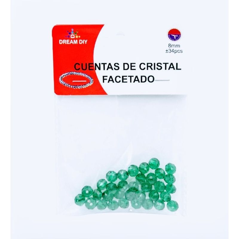 A - cuentas de cristal facetado color esmeralda de 8mm
