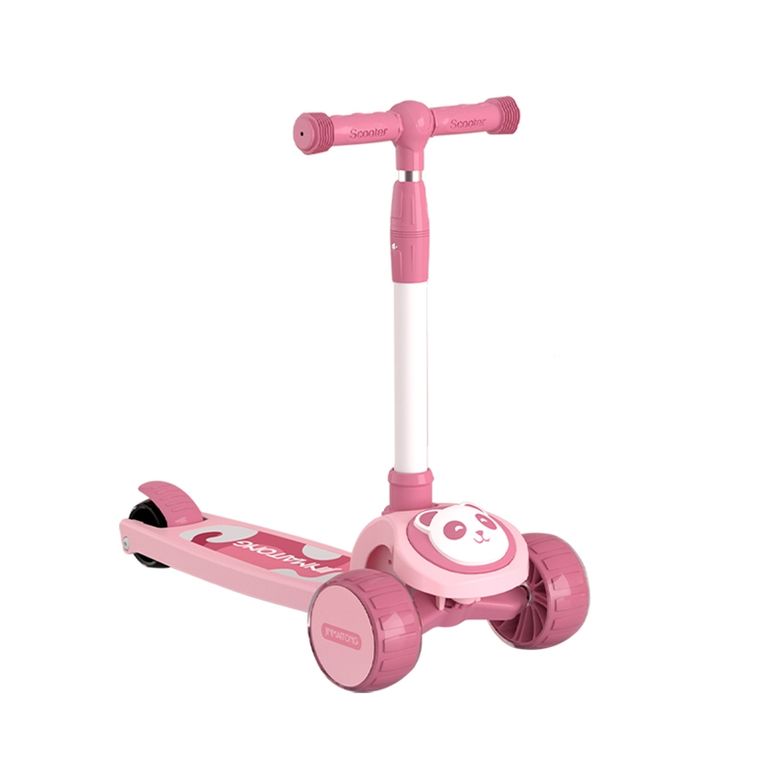 Scooter Infantil Premium Oso Panda Rueda Con Luces Rosado...