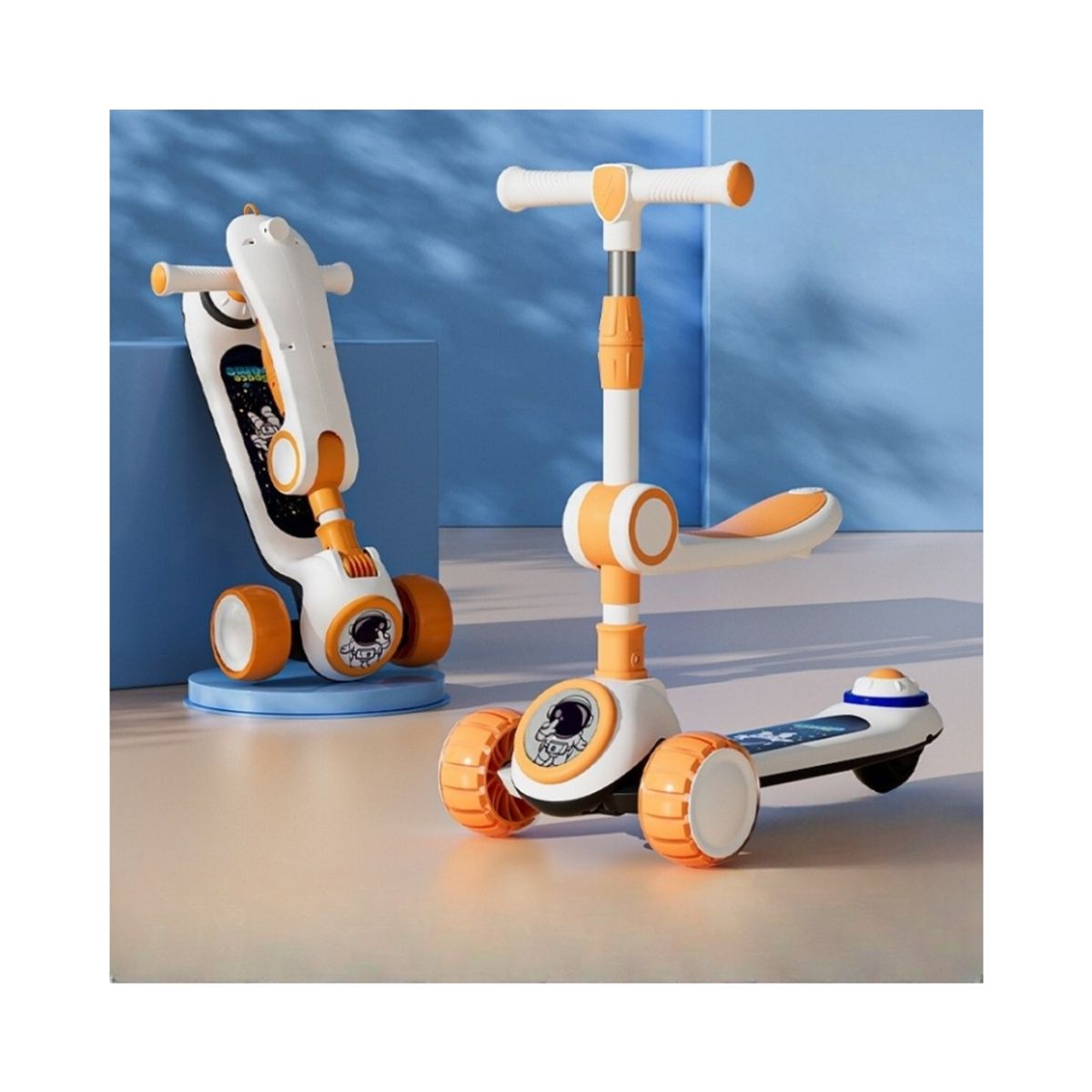 BABYLUNA - Scooter 2 En 1, Rueda Con Luz Y Sonido, Spaceman Naranjo…