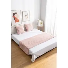 GENERICO - Piecera Rosa mas dos fundas de cojín peludita king y dos plazas