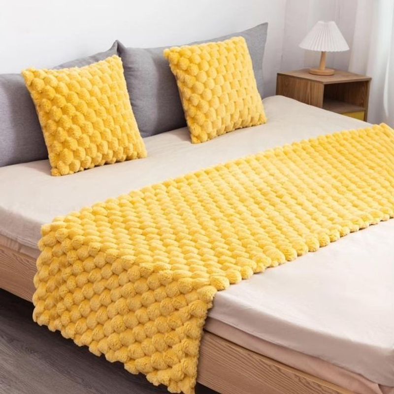 GENERICO - Piecera Amarilla 190 x 70 cm dos fundas cojín ideal para 2 plazas