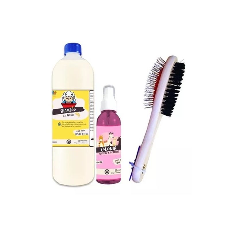 GENERICO - Kit Para Perros Shampoo Avena Colonia Aroma Frambuesa Peine