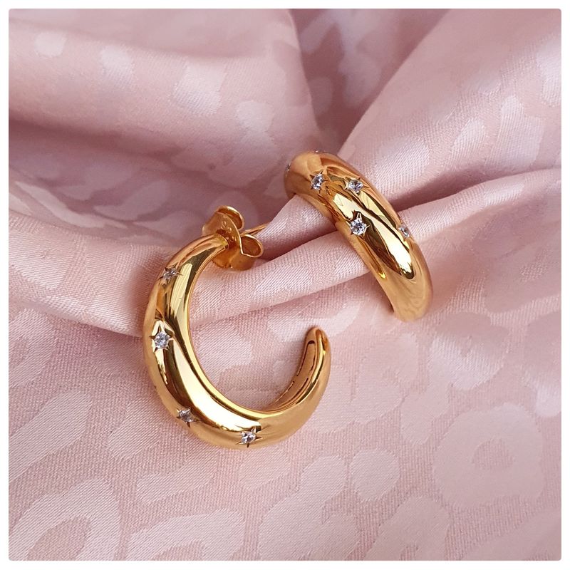 GENERICO - Argollas doradas gruesas Plata 925 baño oro 18 k + cajita…