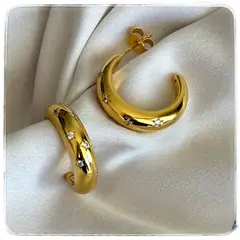 GENERICO - Argollas doradas gruesas Plata 925 baño oro 18 k + cajita…
