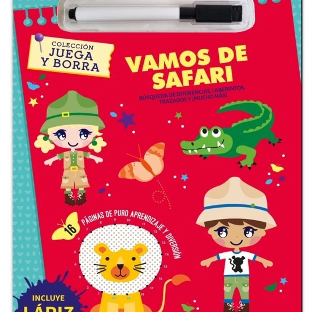 TOP10BOOKS - LIBRO Juega Y Borra: Vamos De Safari - Juega Y Borra: Vamos De Safari