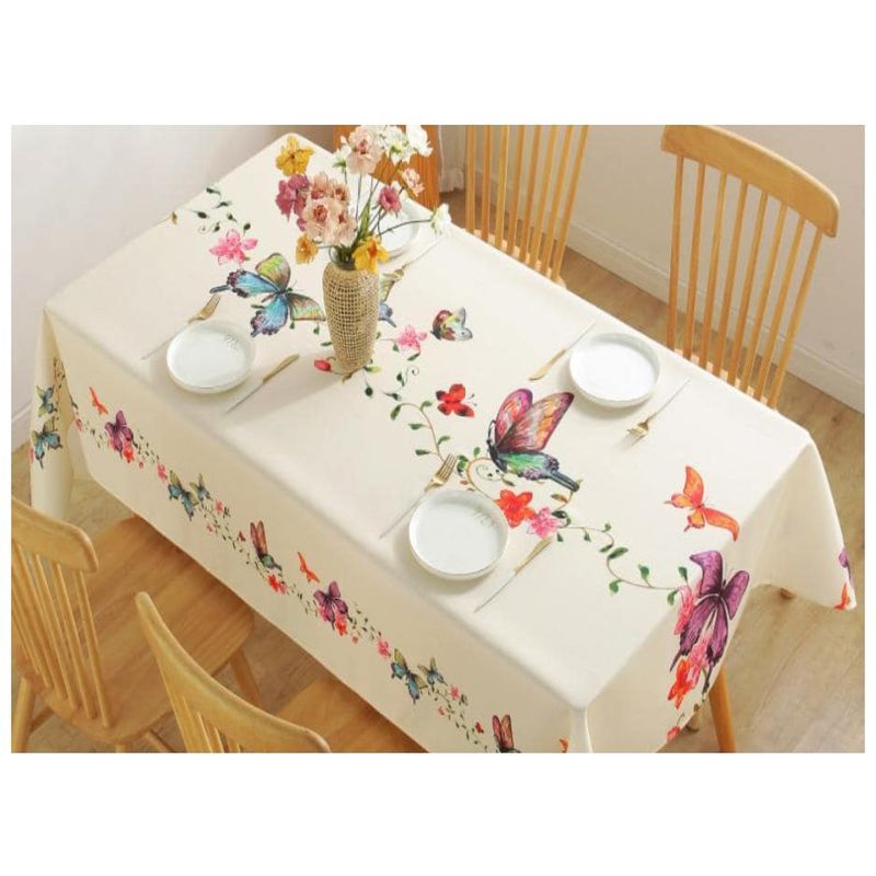 GENERICO - Mantel Antimanchas Mod. Mariposas del Jardín 140 X 220 Cm Rectangular