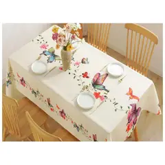 GENERICO - Mantel Antimanchas Mod. Mariposas del Jardín 140 X 220 Cm Rectangular