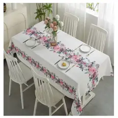 COMPRAPO - Mantel Antimanchas Mod. Flores del Jardín 140 X 220 Cm Rectangular