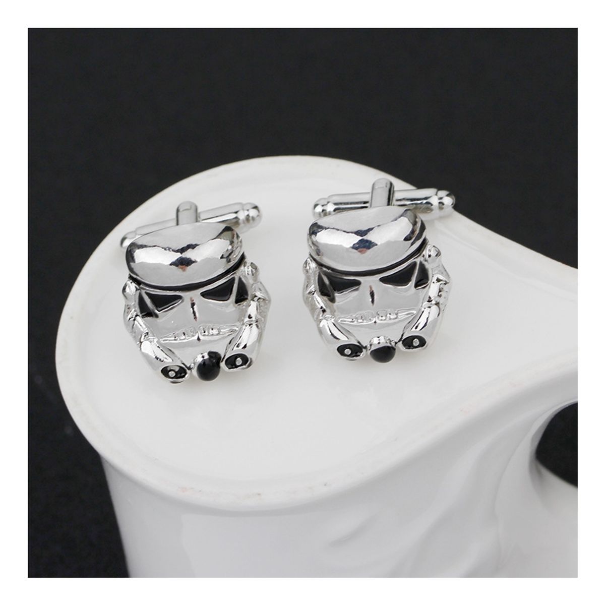 ZG JOYAS - Colleras Gemelo Star Wars Stormtrooper Plateado Traje Camisa