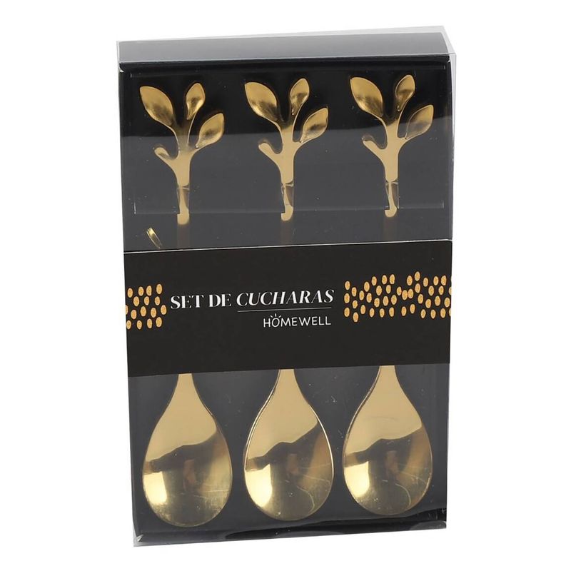 HOMEWELL - Set 6 Cucharas Metal Doradas 2.5x12.2cm HOMEWELL
