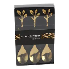 HOMEWELL - Set 6 Cucharas Metal Doradas 2.5x12.2cm