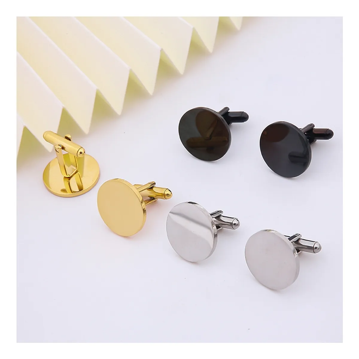 ZG JOYAS - Par Colleras Gemelos Camisa Traje Hombre Metálicas Clásicas Circular