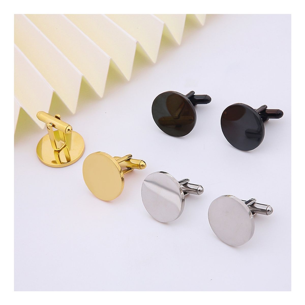 ZG JOYAS - Par Colleras Gemelos Camisa Traje Hombre Metálicas Clásicas Circular
