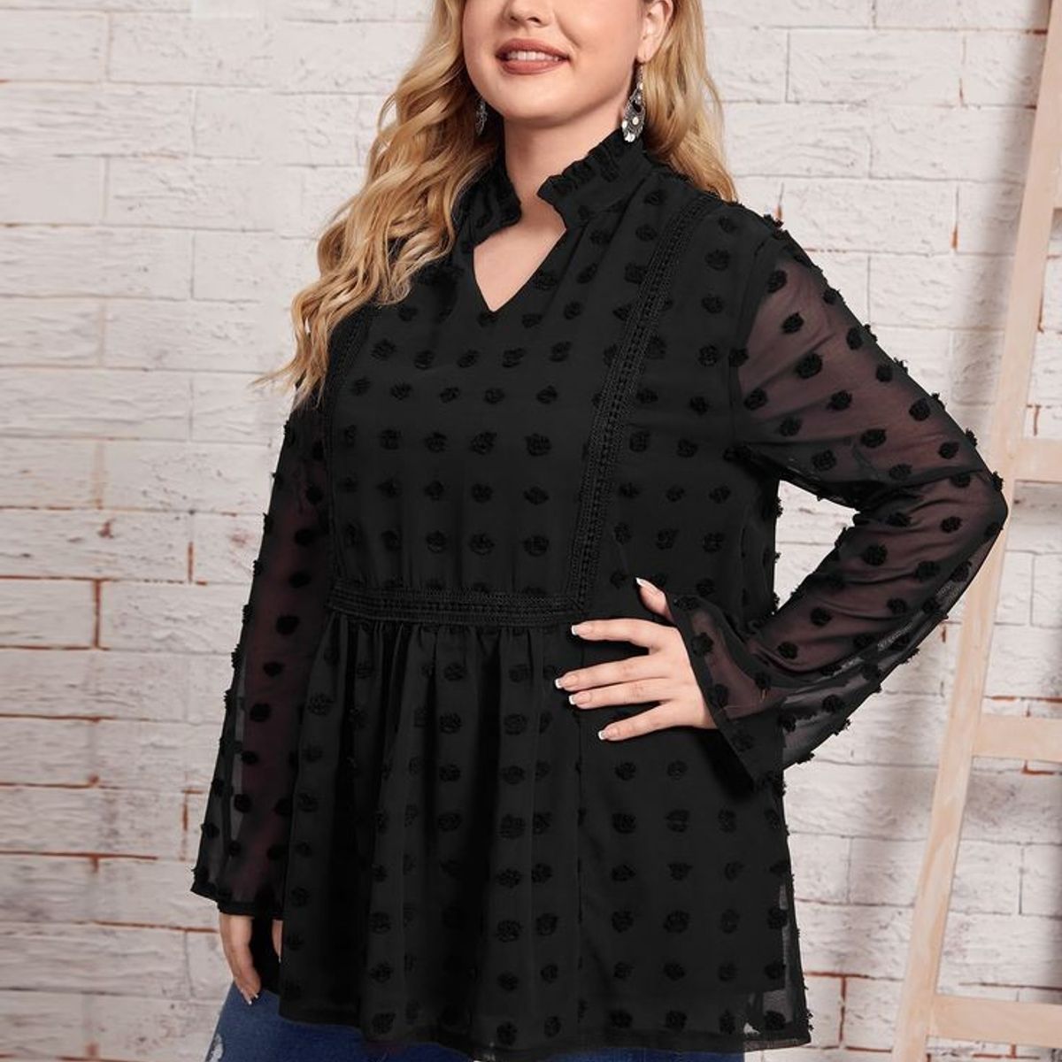 ARRAKASTA - Blusa de gasa tela punto suizo