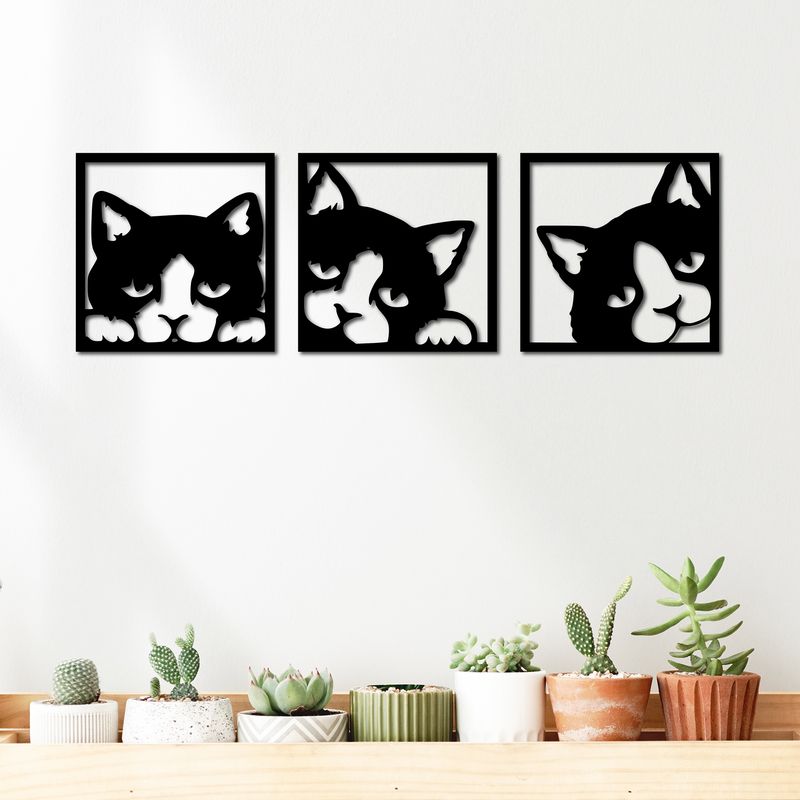 ELAB PROPIA - Fun Republic - Set de 3 Cuadros decorativos Gatos