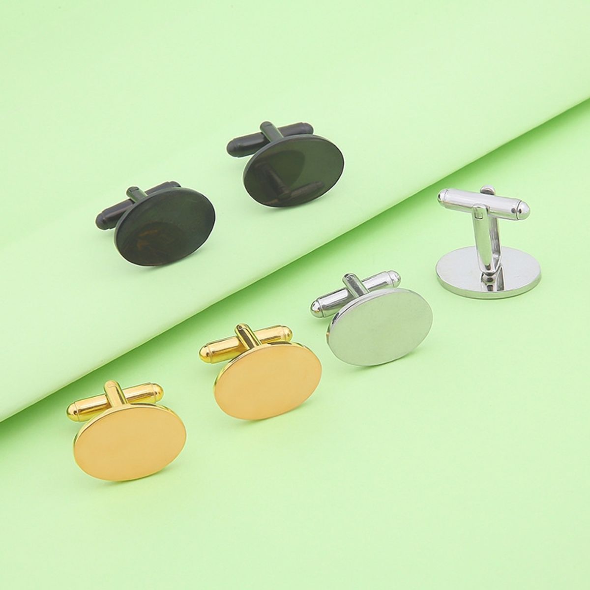 ZG JOYAS - Par Colleras Gemelos Camisa Traje Hombre Metálicas Clásicas Ovalado