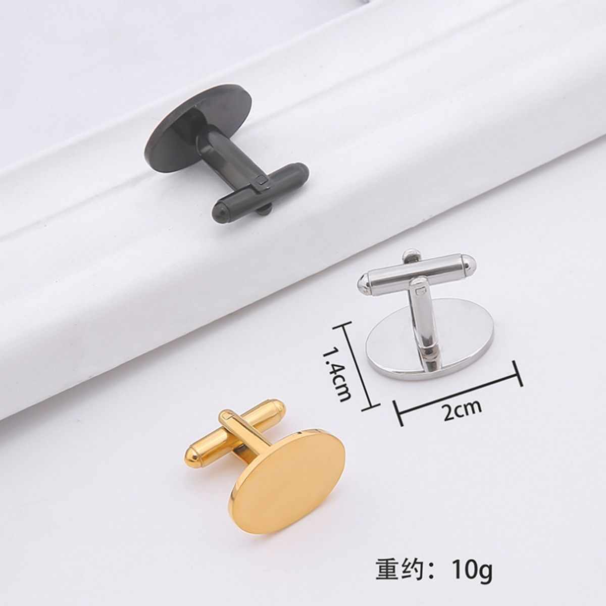 ZG JOYAS - Par Colleras Gemelos Camisa Traje Hombre Metálicas Clásicas Ovalado