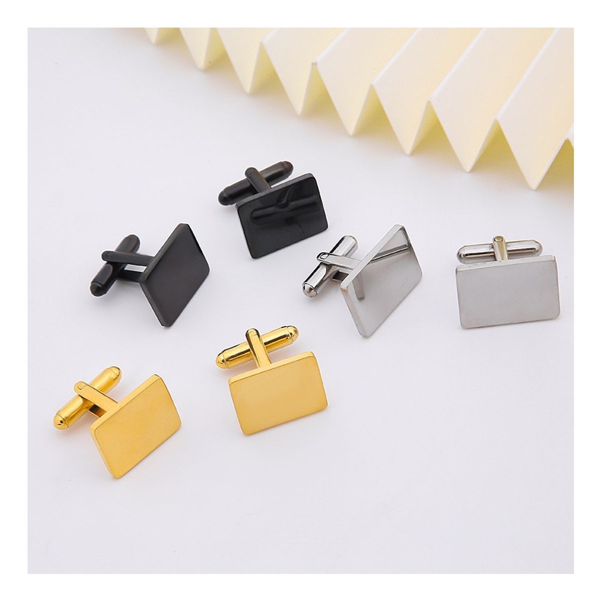 ZG JOYAS - Par Colleras Gemelos Camisa Traje Hombre Metálicas Clásica Rectangular