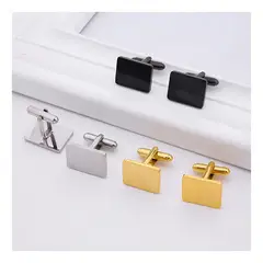 ZG JOYAS - Par Colleras Gemelos Camisa Traje Hombre Metálicas Clásica Rectangular