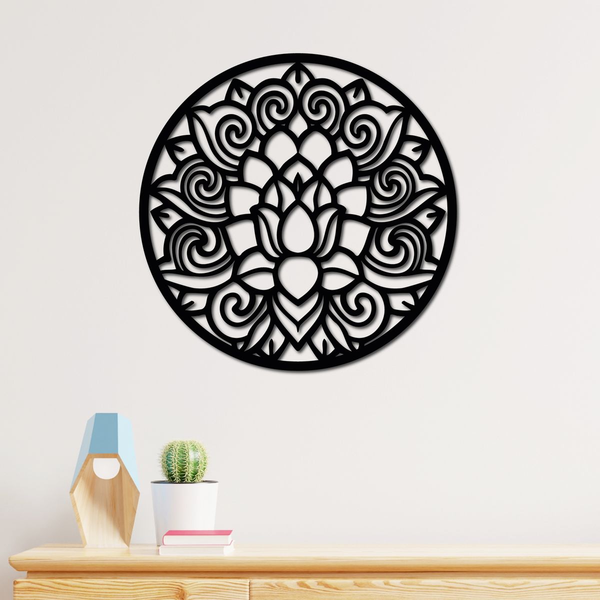 ELAB PROPIA - Fun Republic - Cuadro Decorativo Mandala 40 cm x 40 cm - Negro