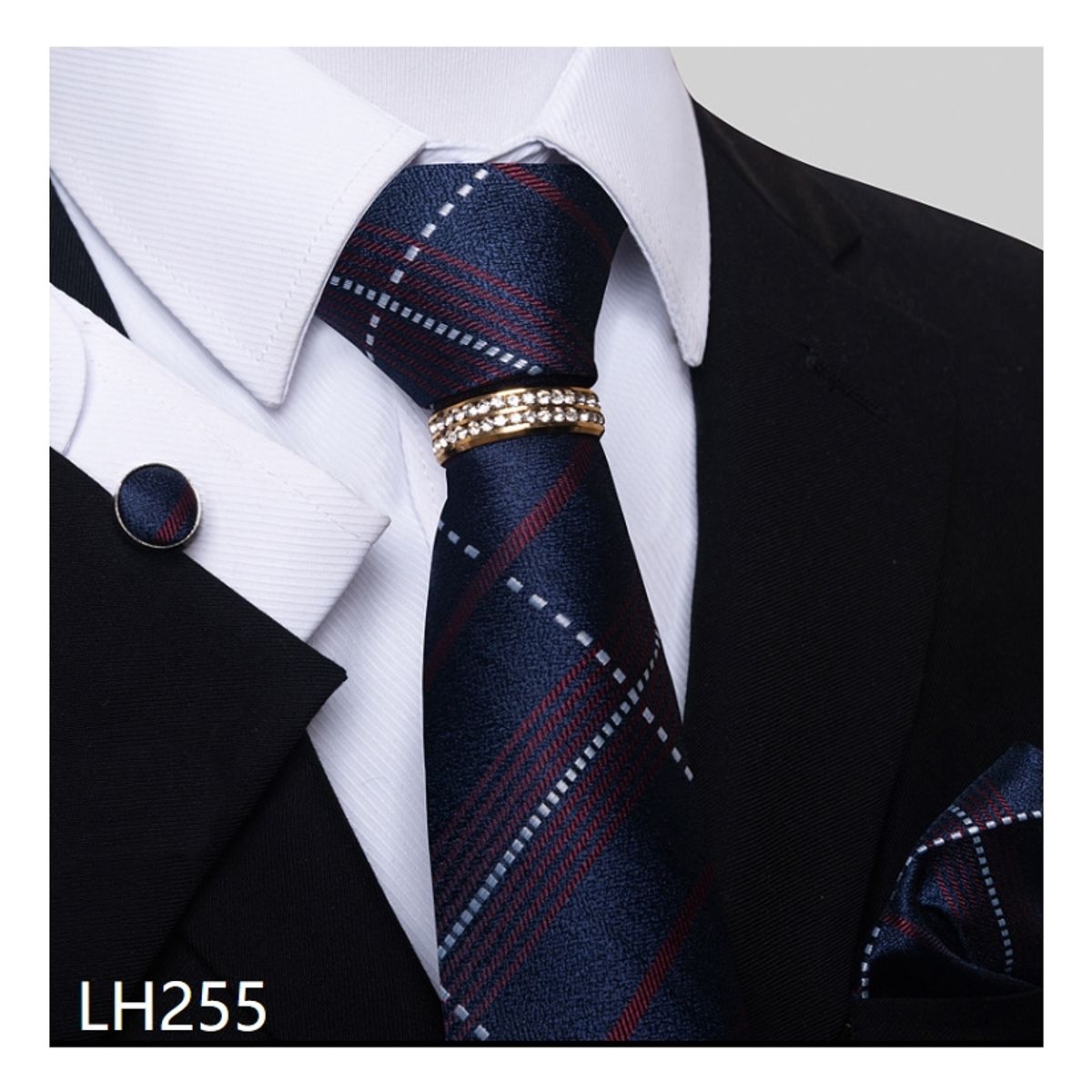 ZG JOYAS - Set Corbata Regalo Hombre Anillo Pañuelo Colleras Para Traje Y Padre