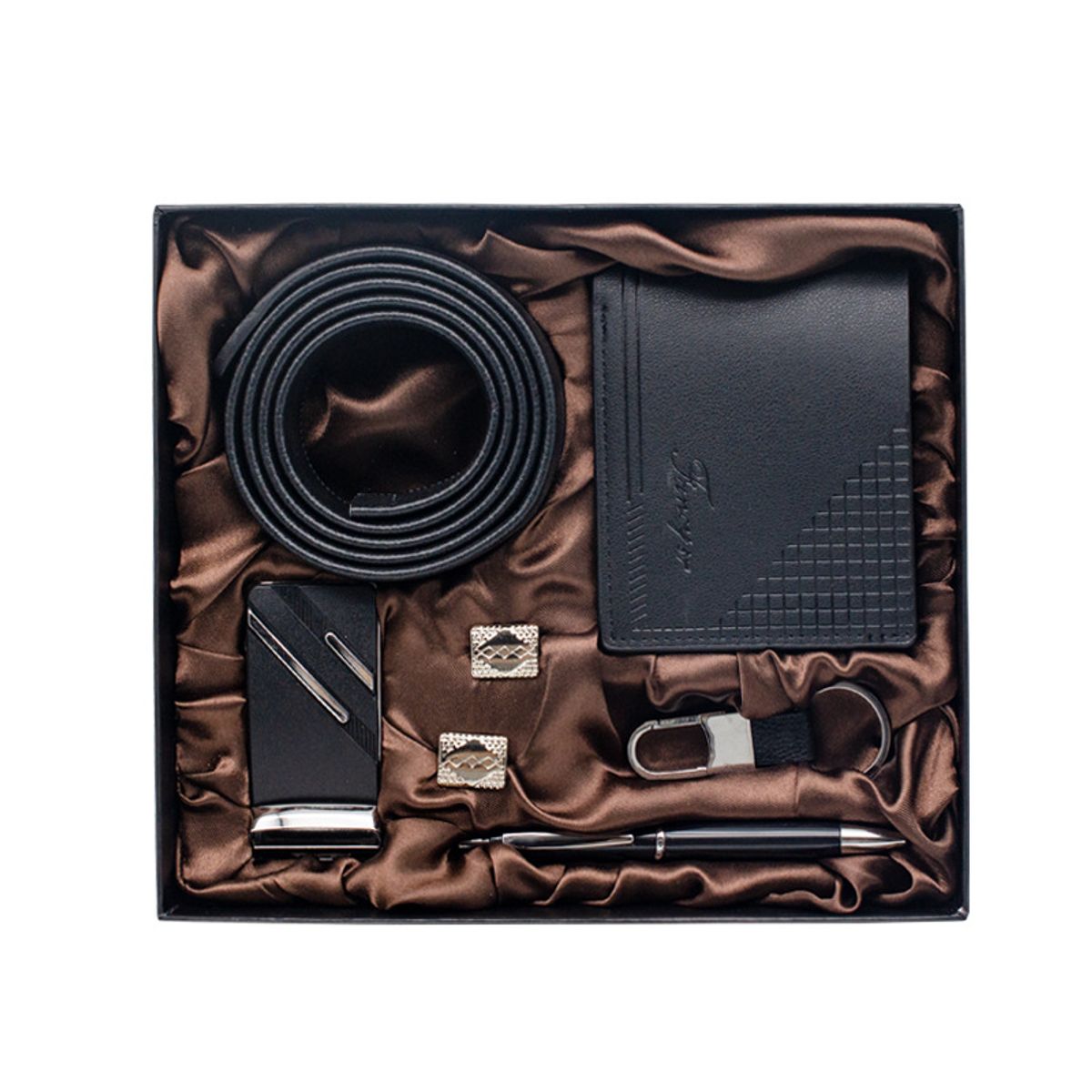 ZG JOYAS - Caja Set Regalo Día Padre Papá Cuero Pu Billetera Cinturón Boligrafo