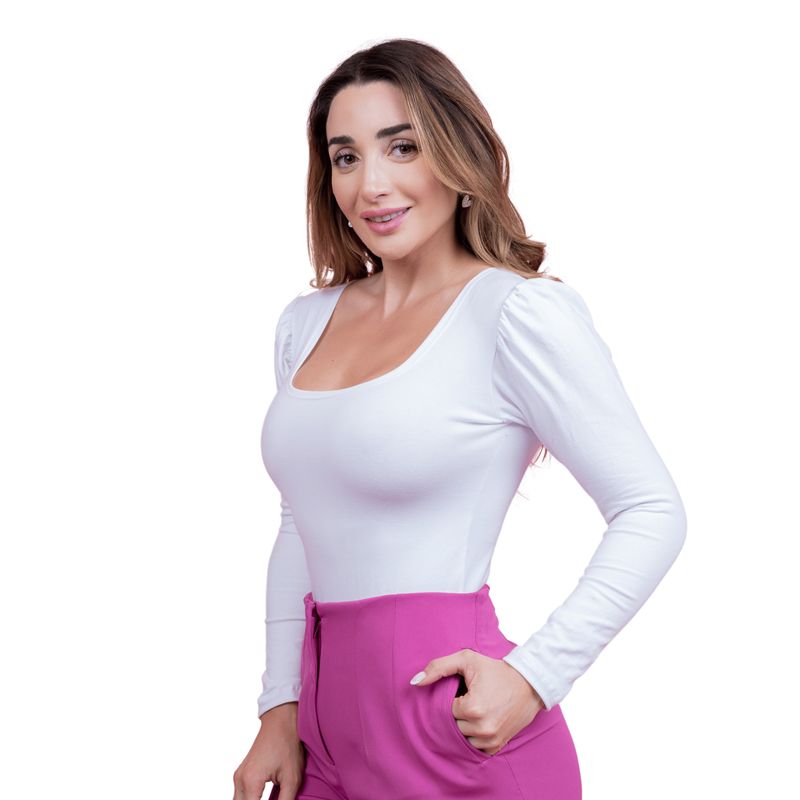MABELLE - BODY ESCOTE CUADRADO FRUNCIDO