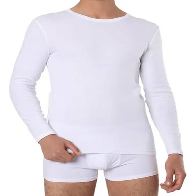 EVERSO - Camiseta Manga Larga Hombre Algodón Solo Blanco_.