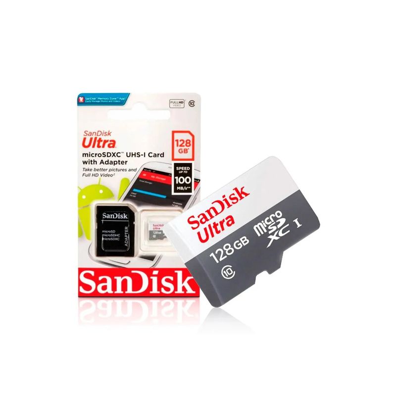 SANDISK - Tarjeta MicroSD SanDisk Ultra 128GB UHS-I Class 10 - Blanco