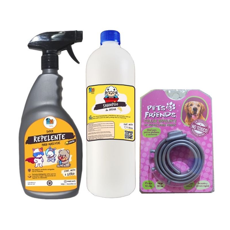 GENERICO - Kit Repelente P Perro  Shampoo Avena  Collar Anti Pulgas