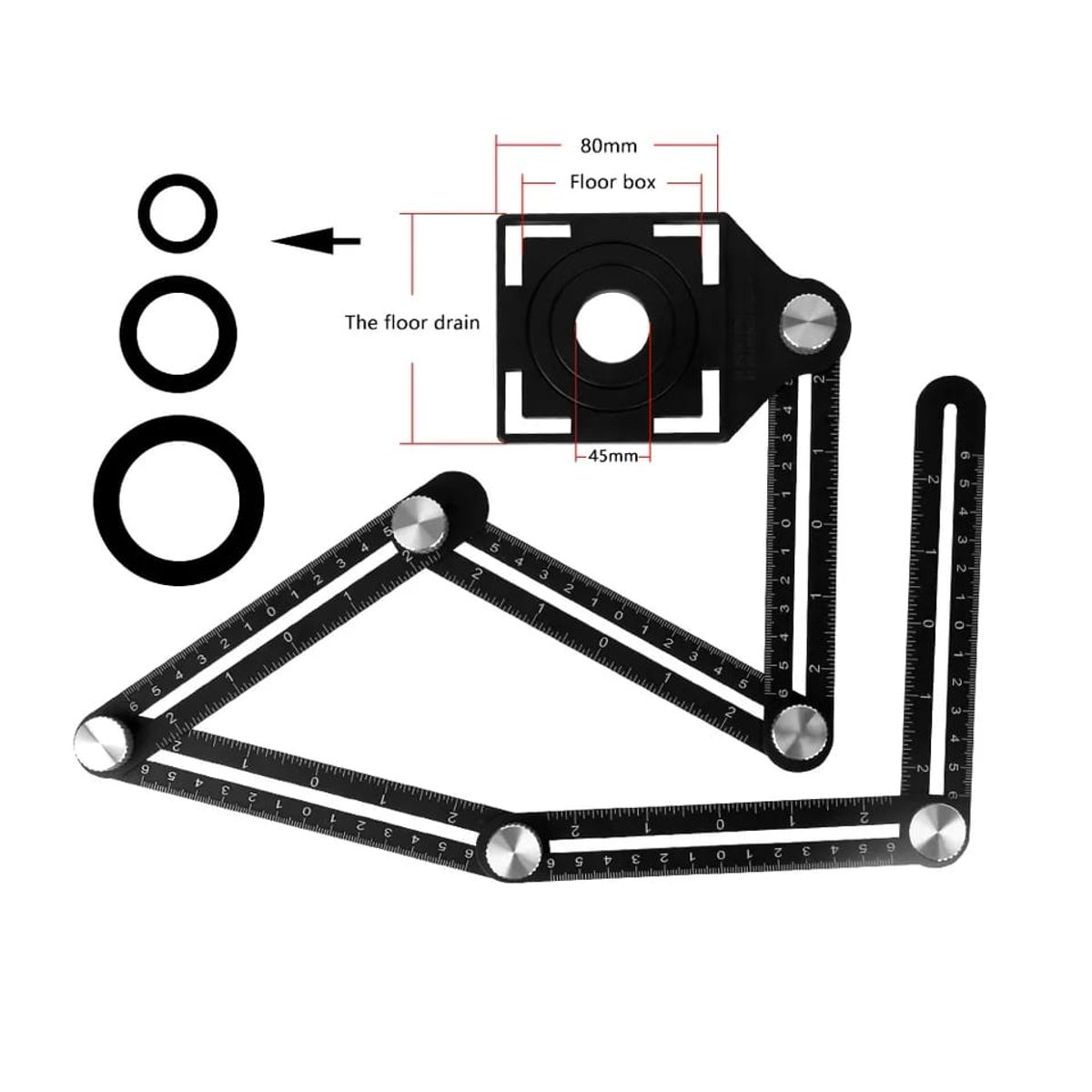 GENERICO - ESCUADRA PLEGABLE PROFESIONAL ALUMINIO ORIFICIOS CERÁMICA