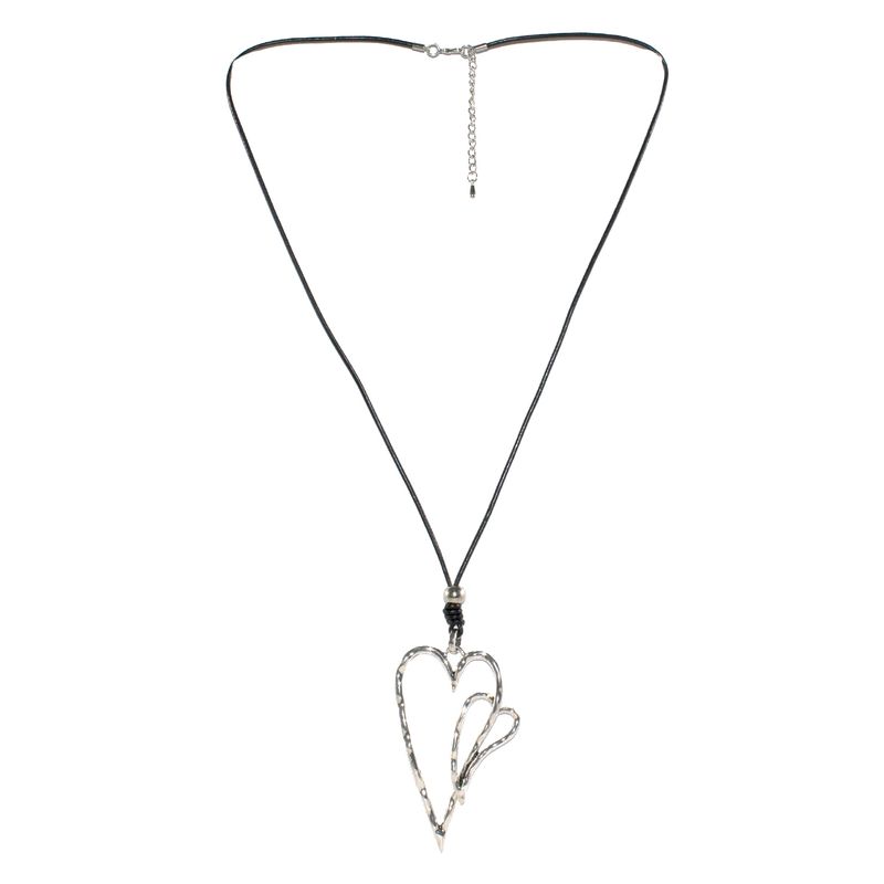 MAILEA - Collar largo 2 corazones mujer metálico