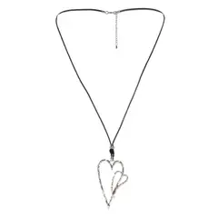 MAILEA - Collar largo 2 corazones mujer metálico