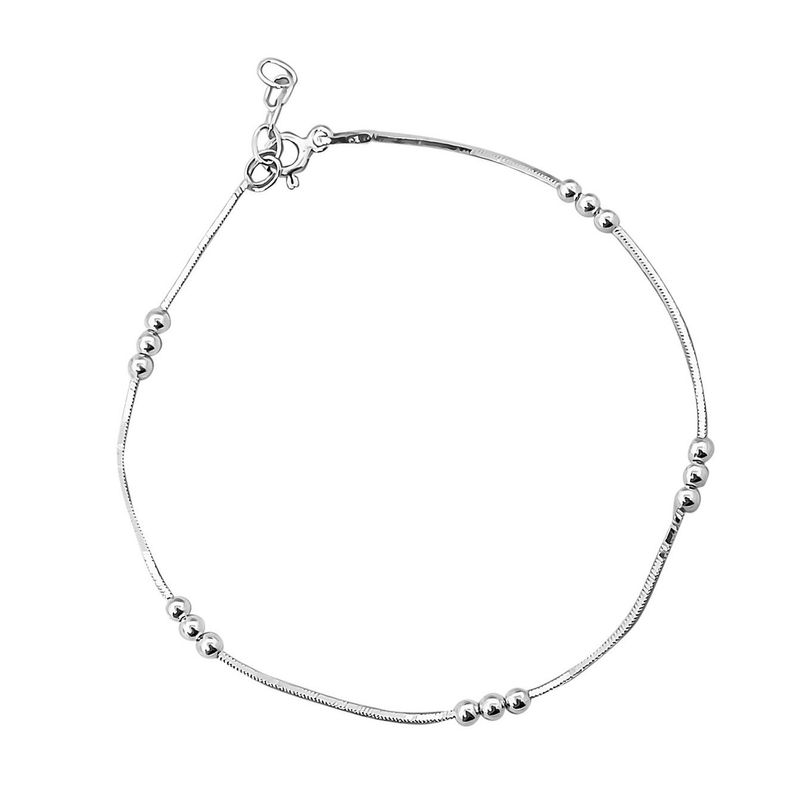 ANDREA COGGIOLA JOYAS - Pulsera Cola De Topo Cuadrada Bolitas Plata Fina 925