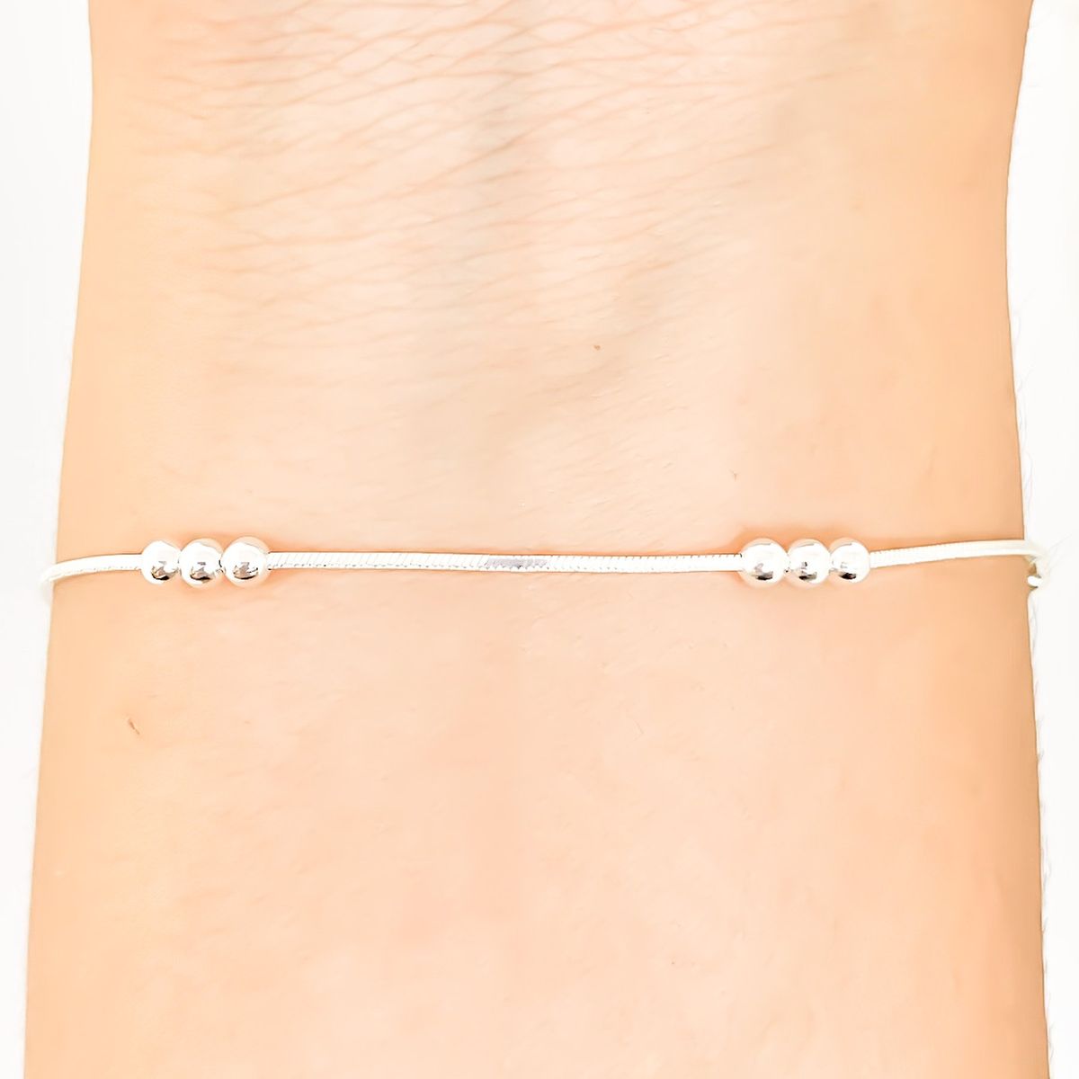 COGGIOLA - Pulsera Cola De Topo Cuadrada Bolitas Plata Fina 925