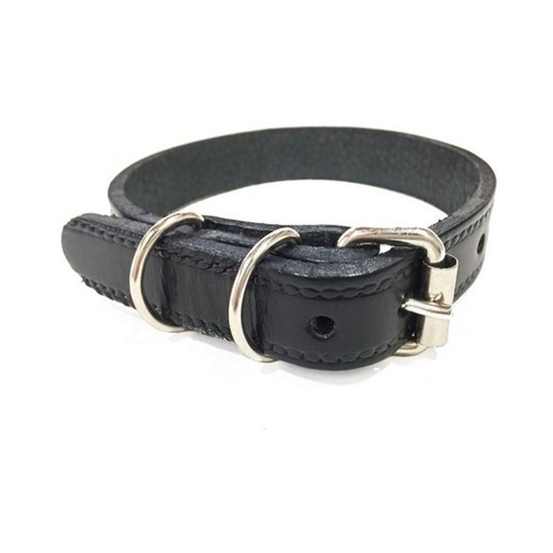 GENERICO - Collar De Cuero Para Perro 20mm 3-4 Color Negro