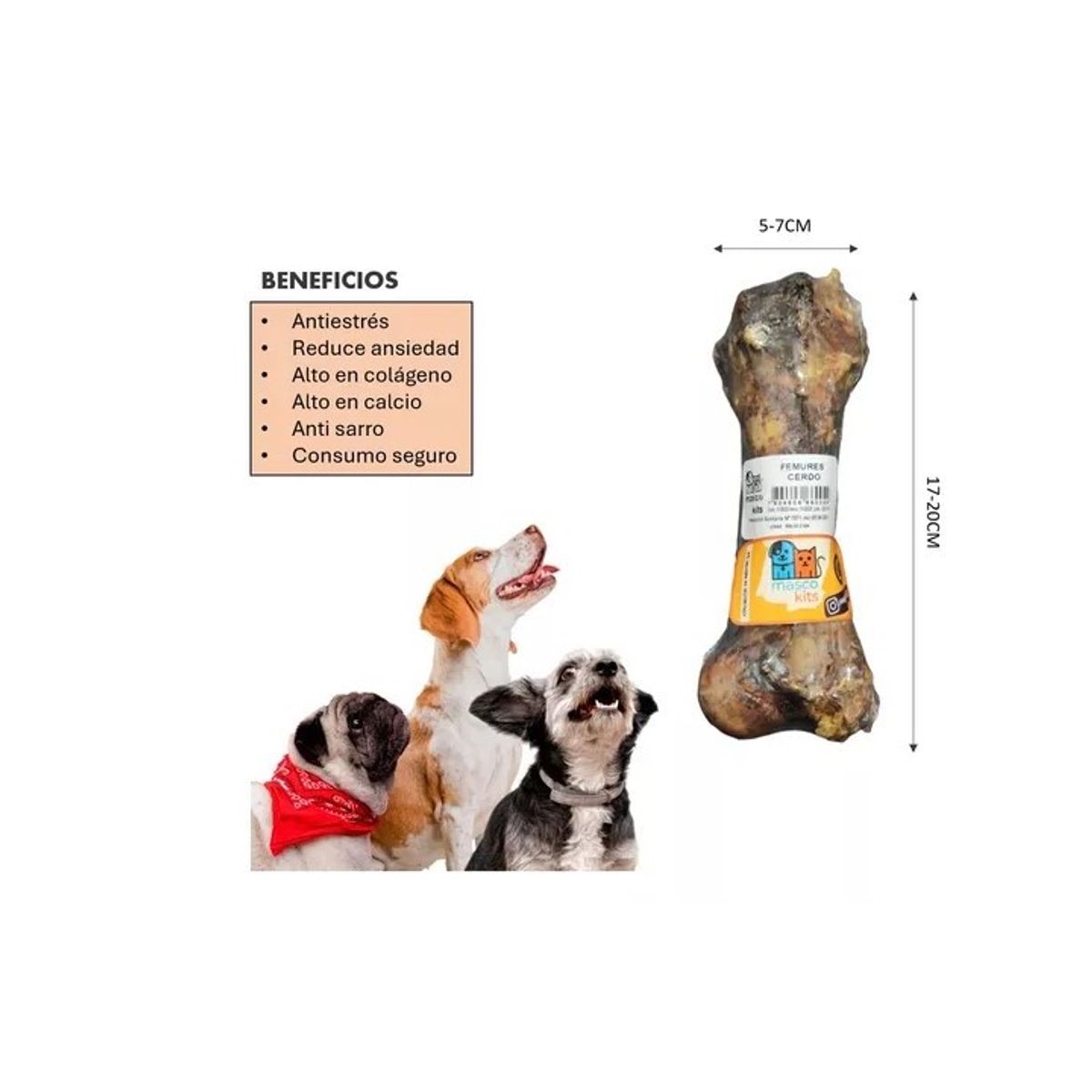 MASCOKITS - Kit Huesos Para Perros Femur Cerdo Snack