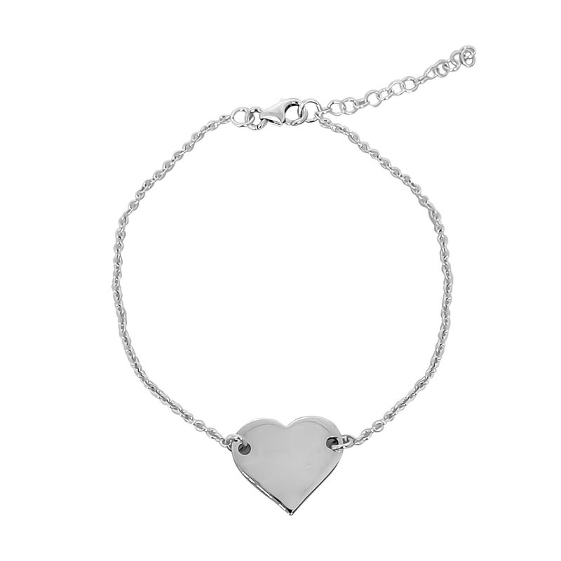 ANDREA COGGIOLA JOYAS - Pulsera Corazón Plano Plata Fina 925