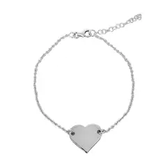 ANDREA COGGIOLA JOYAS - Pulsera Corazón Plano Plata Fina 925