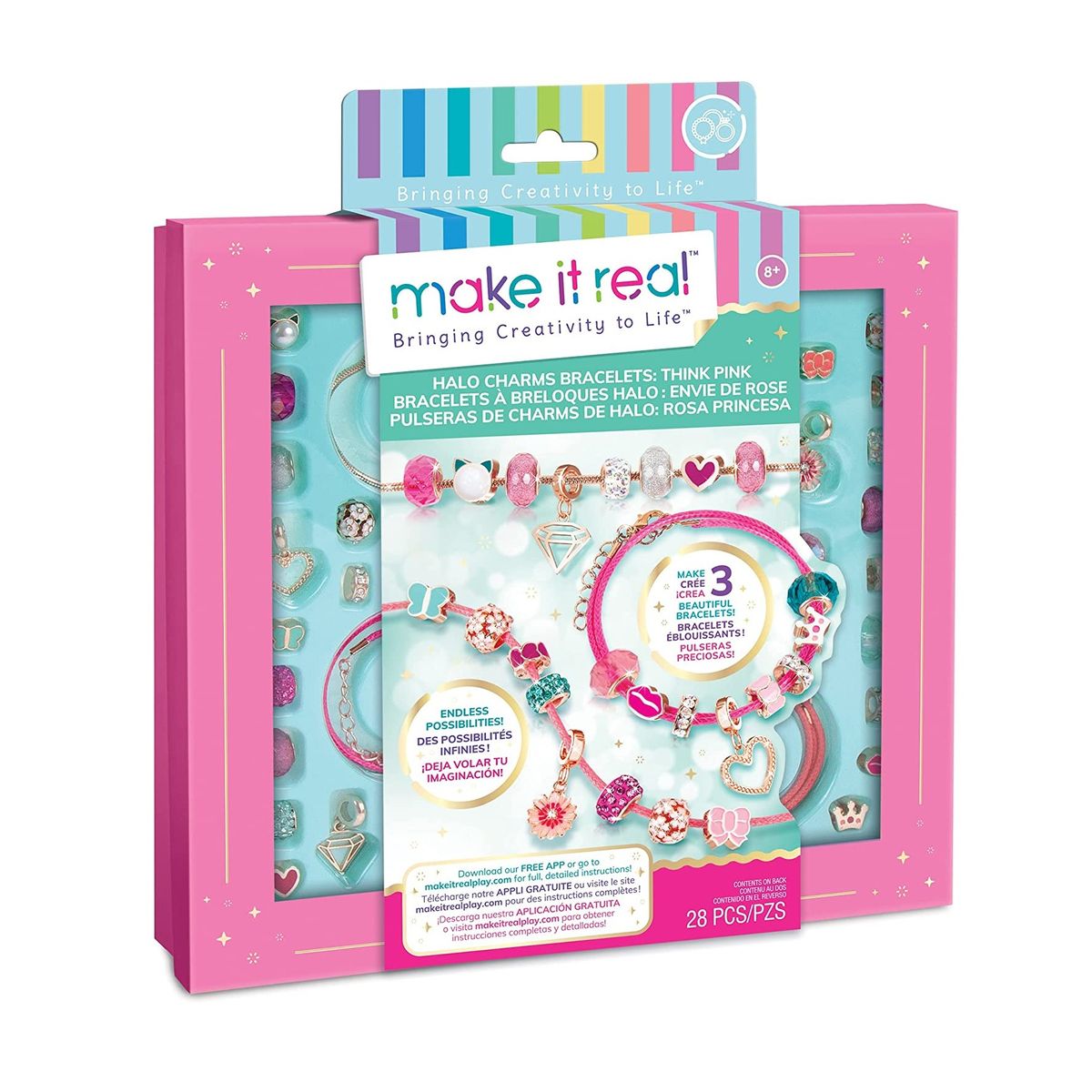 MAKE IT REAL - Set Joyas Rosa Princesa Pulseras Juguete Niñas Make It Real