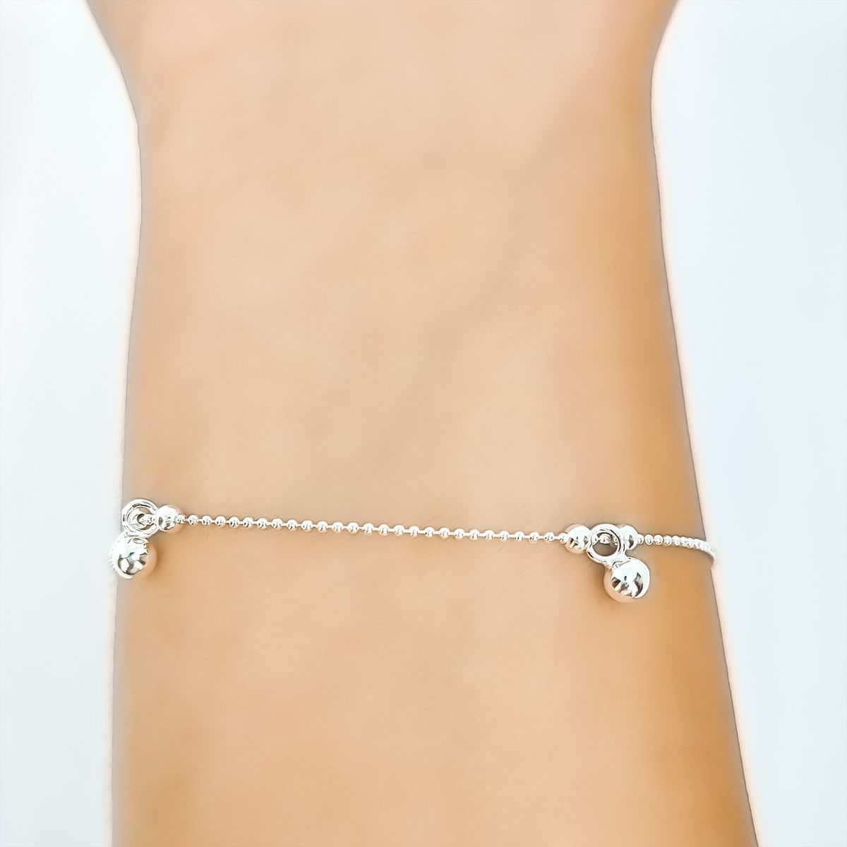 COGGIOLA - Pulsera Cadena Bolitas Mini Plata Fina 925