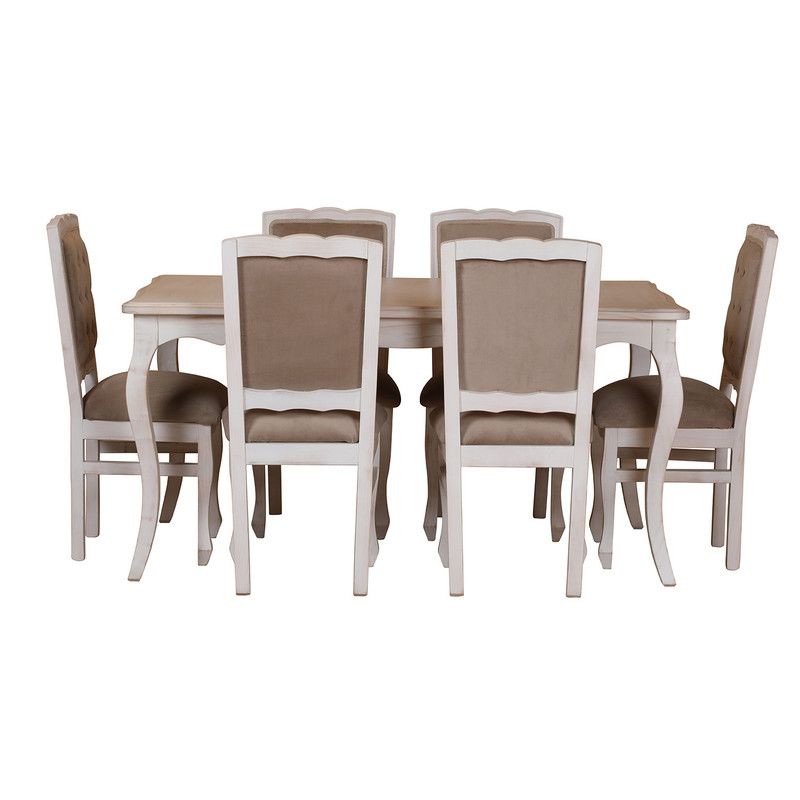 MUEBLES NATIVA - COMEDOR NORMANDO 90X160 Respaldo Tapizado Beige