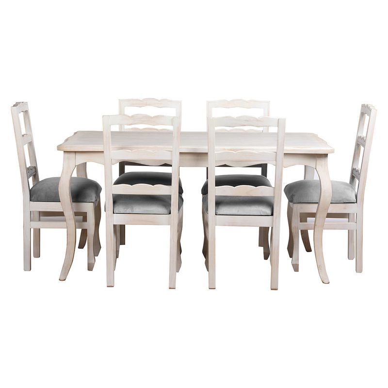 MUEBLES NATIVA - COMEDOR NORMANDO  90x160- 6 sillas Tapiz gris