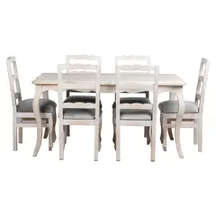 MUEBLES NATIVA - COMEDOR NORMANDO 90x160- 6 sillas Tapiz gris