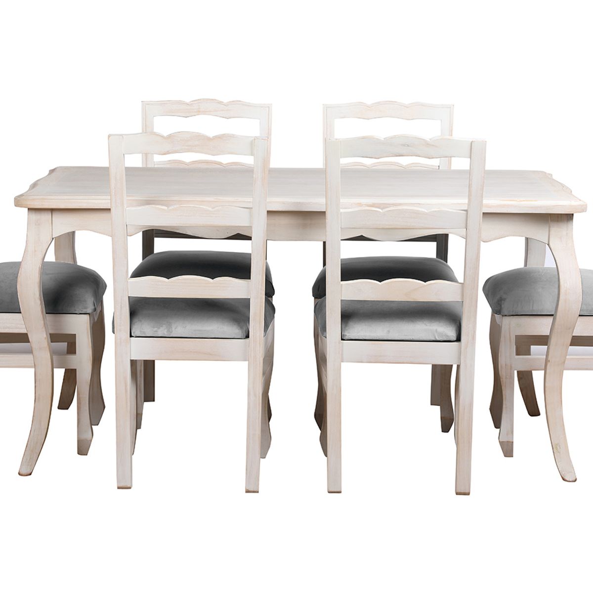 MUEBLES NATIVA - COMEDOR NORMANDO  90x160- 6 sillas Tapiz gris