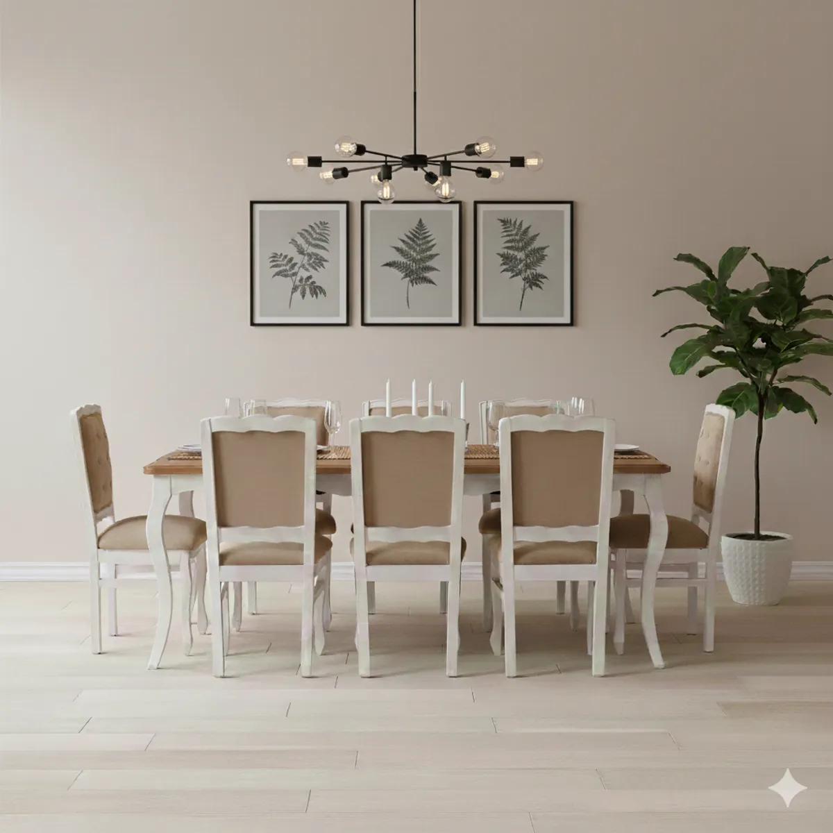 MUEBLES NATIVA - COMEDOR NORMANDO 100x200 Respaldo Tapizado Beige